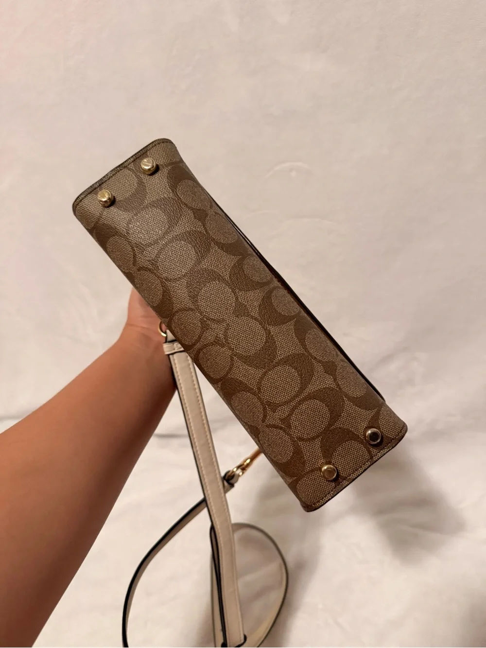 Coach Tilly Satchel 23 In Signature Canvas in Khaki/ Chalk